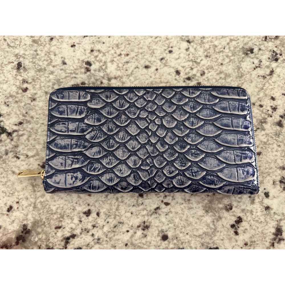 Brahmin Skyler Leather Large Travel Wallet in the Denim Cruz